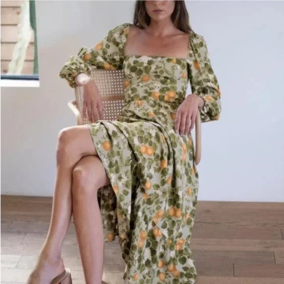 Reformation | Dresses | Salereformation Mica Dress Orange Grove | Poshmark